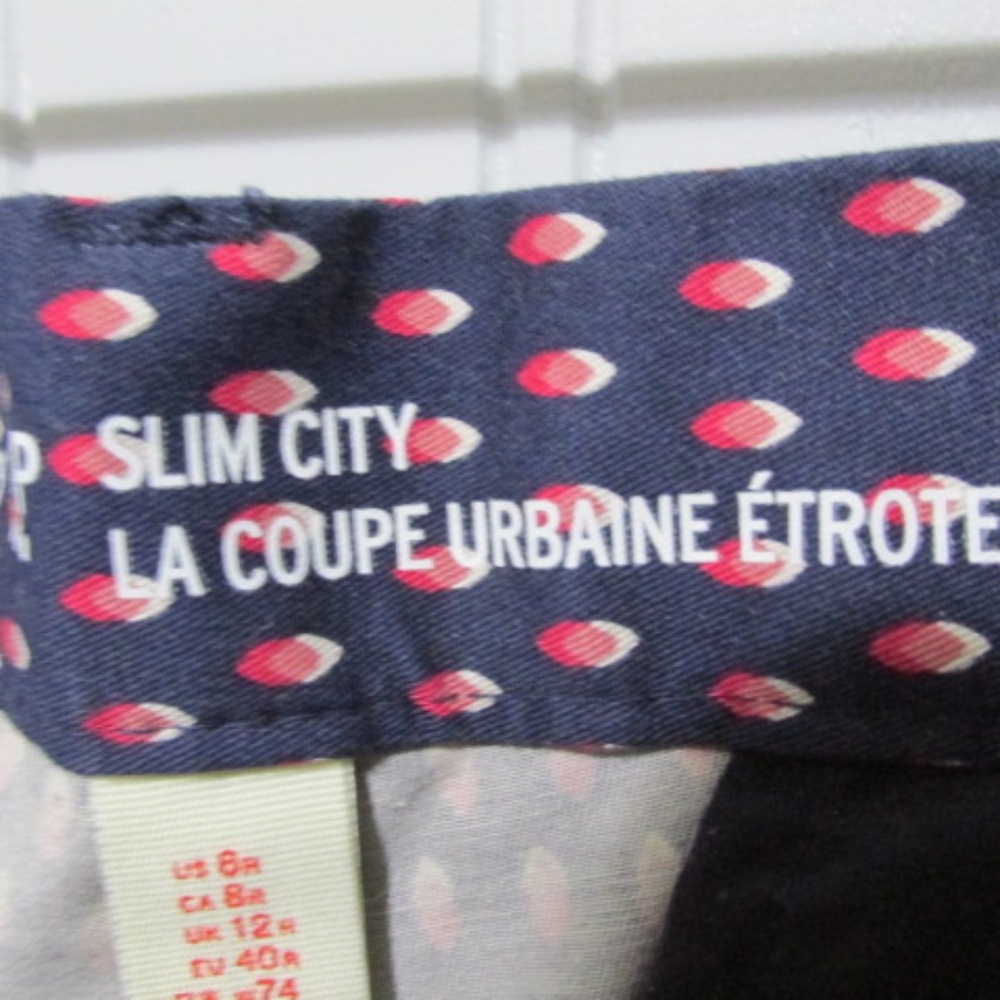 GAP Slim City Blue Patterned Khaki Pants, Size 8 - Picture 7 of 8
